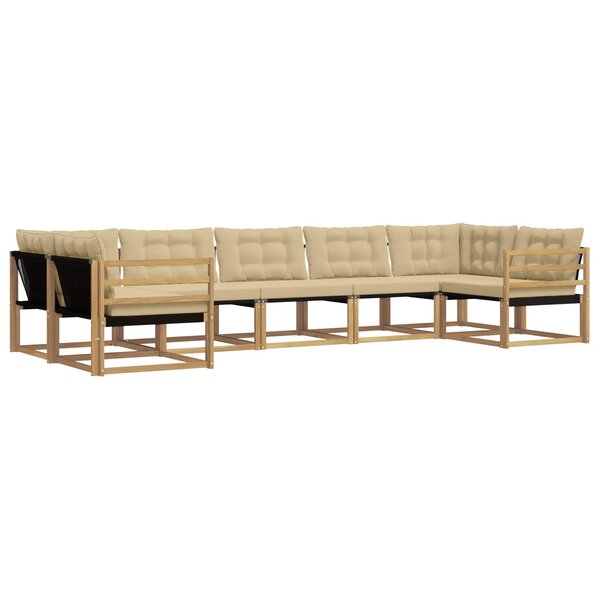vidaXL Ensemble de canapés d'extérieur 7 Pièces Blanc et Beige