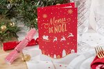 Lot de 12 menus de noël traditionnels traineau