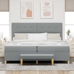 vidaXL Lit à ressorts avec matelas Gris clair 200 x 200 cm tissu