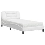vidaXL Lit avec matelas Hvar blanc 100x200 cm similicuir
