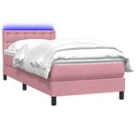 vidaXL Sommier à lattes de lit avec matelas et LED rose 90x210 cm velours