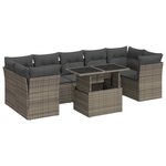 vidaXL Salon de jardin 8 Pièces avec coussins gris résine tressée