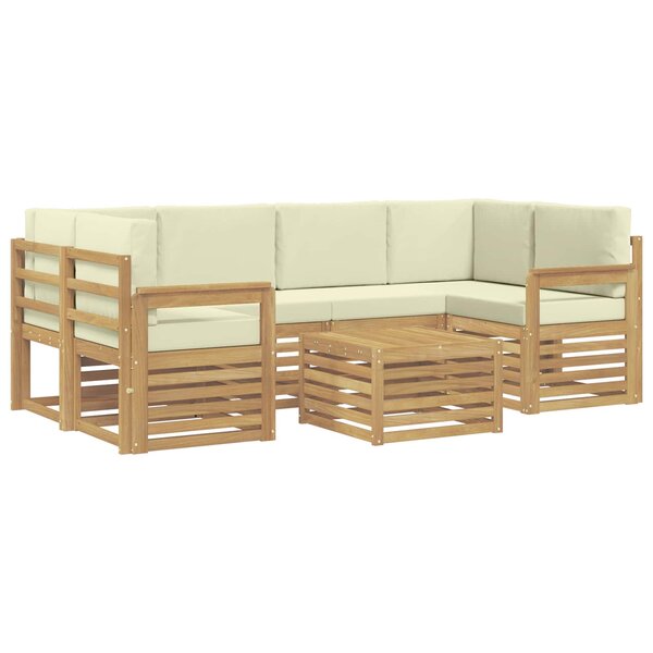 vidaXL Ensemble de canapés d'extérieur 7 Pièces Blanc et crème Polyester