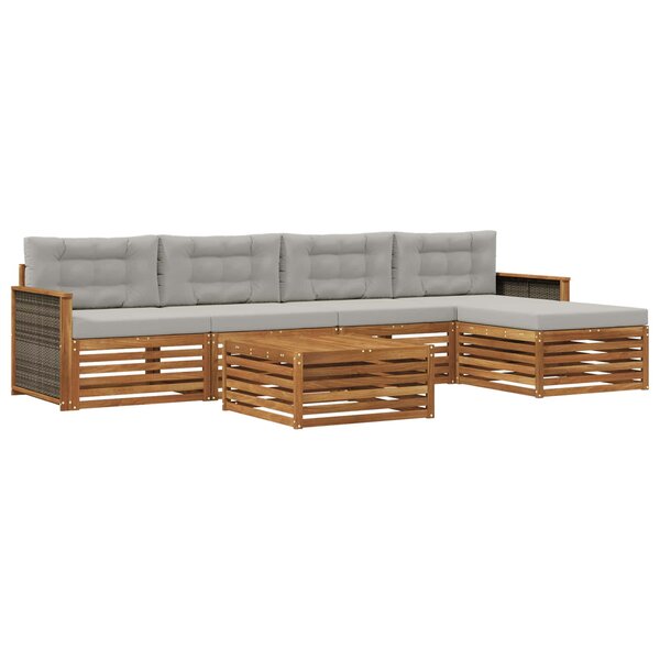 vidaXL Ensemble de canapés d'extérieur 6 Pièces Naturel et gris clair