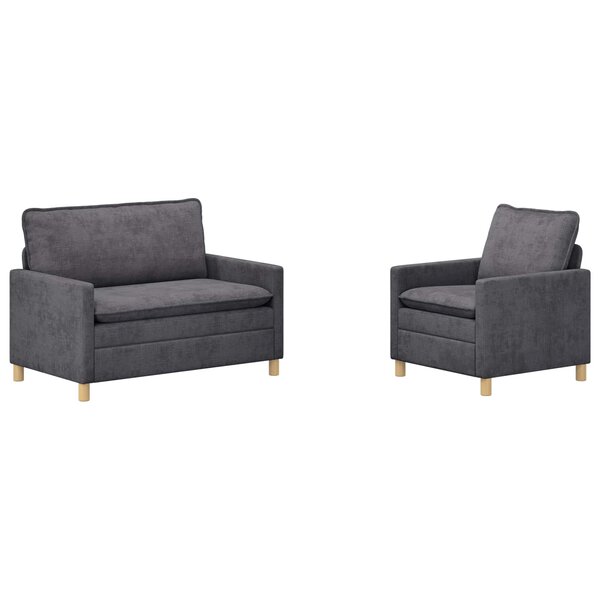 vidaXL Ensemble de Canapés 2 Pièces Gris foncé Polyester