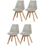 BJORN Lot de 4 chaises de salle a manger - Simili gris - Scandinave - L 49 x P 56 cm