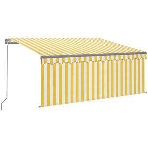 vidaXL Auvent manuel rétractable avec store 3x2 5 m Jaune et blanc