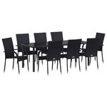 vidaXL Ensemble de salle à manger pour jardin 5 Pièces Noir