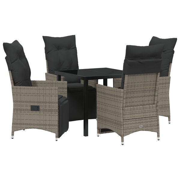 vidaXL Ensemble de salle à manger de jardin 5 pièces avec coussins Gris Poly Rattan