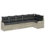 vidaXL Ensemble de canapé de jardin 6 Pièces Gris clair Poly rotin