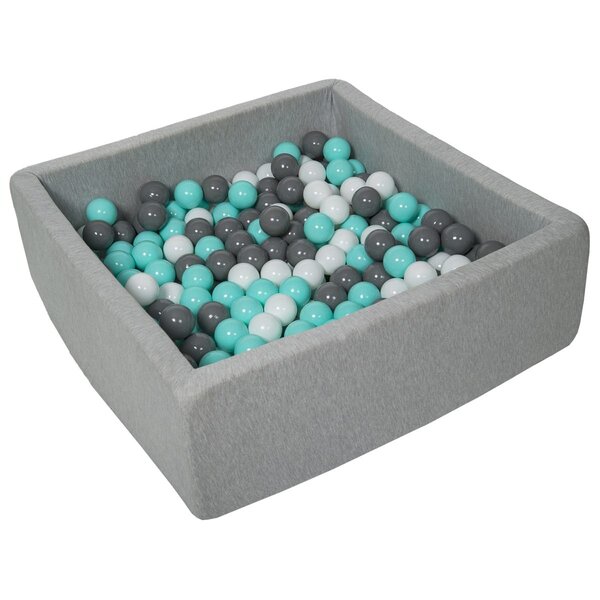 Piscine à balles pour enfant  90x90 cm  Aire de jeu + 300 balles blanc  gris  turquoise