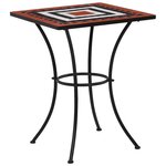 vidaXL Table de bistro mosaïque Terre cuite et blanc 60 cm Céramique