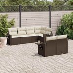 vidaXL Salon de jardin avec coussins 7 Pièces marron résine tressée