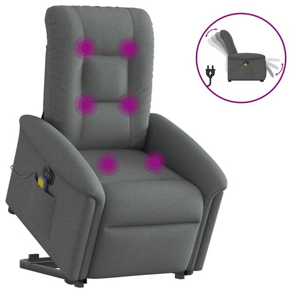 vidaXL Fauteuil inclinable de massage électrique Gris foncé Tissu
