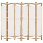 vidaXL Cloison de séparation pliante 6 panneaux 240 cm Bambou et toile