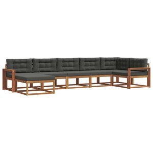 vidaXL Ensemble de canapés d'extérieur 7 Pièces Naturel et Anthracite