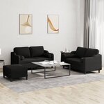 vidaXL Ensemble de canapés 3 Pièces avec coussins noir tissu