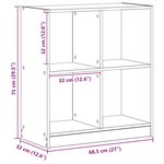 vidaXL Bibliothèque chêne artisanal 68 5x32x75 cm bois d'ingénierie