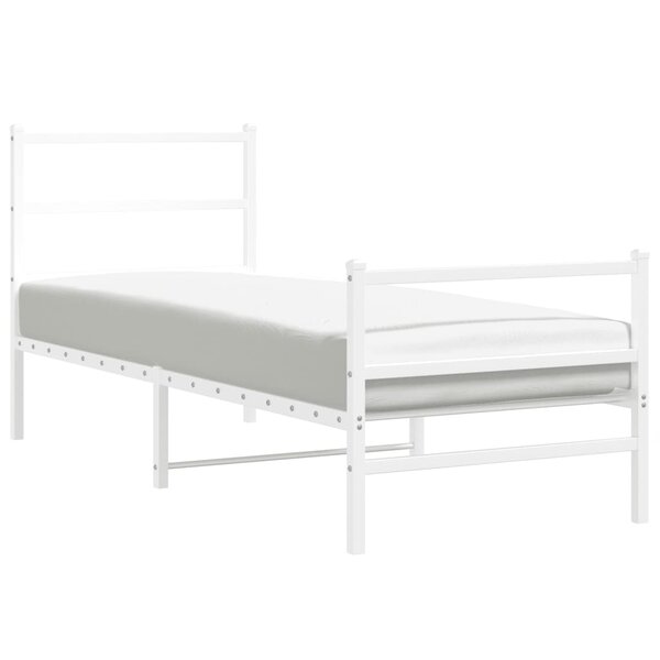 vidaXL Cadre de lit métal sans matelas avec pied de lit blanc 75x190cm