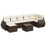 vidaXL Salon de jardin 8 Pièces avec coussins marron résine tressée