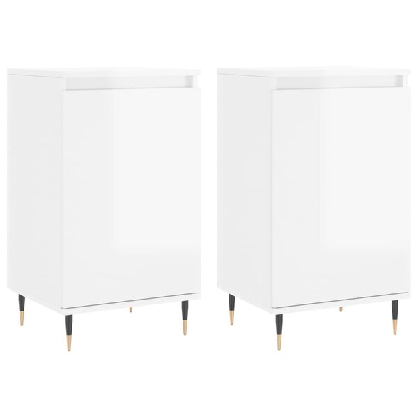vidaXL Buffets 2 Pièces blanc brillant 40x35x70 cm bois d'ingénierie