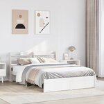 vidaXL Cadre de lit avec tête de lit sans matelas blanc 150x200 cm