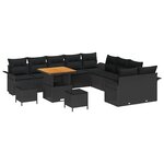 vidaXL Ensemble de canapé de jardin avec coussin 13 Pièces Noir