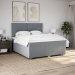 vidaXL Sommier à lattes de lit avec matelas Gris clair 180x200cm Tissu