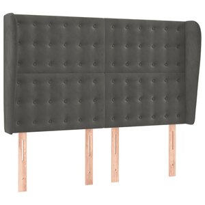 vidaXL Tête de lit avec oreilles Gris foncé 147x23x118/128 cm Velours