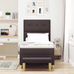 vidaXL Lit à ressorts avec matelas Marron foncé 90 x 200 cm tissu