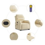vidaXL Fauteuil inclinable de massage électrique Crème Tissu