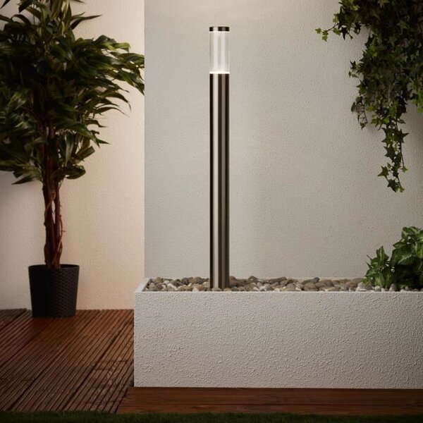 BRILLIANT - BERGEN Potelet extérieur - coloris acier - métal/plastique GU10 LED 1x4W