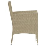 vidaXL Ensemble à manger de jardin et coussins 3 Pièces Poly rotin Beige