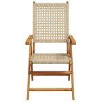 vidaXL Chaises inclinables de jardin lot de 4 beige rotin bois massif