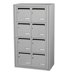 Bloc collectif Leabox 2x4 grade 3 simple face intérieur fixation murale gris clair ral 7035 finition brillante