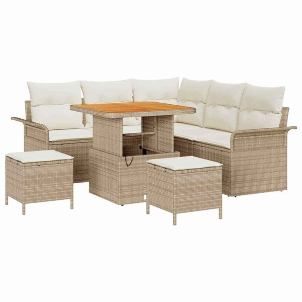 vidaXL Ensemble de canapé de jardin 8 Pièces Beige  Crème 80 x 80 x 71 cm