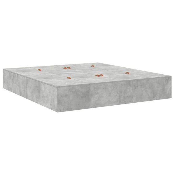 vidaXL Cadre de lit Gris béton 200 x 200 x 31 5 cm Bois d'ingénierie