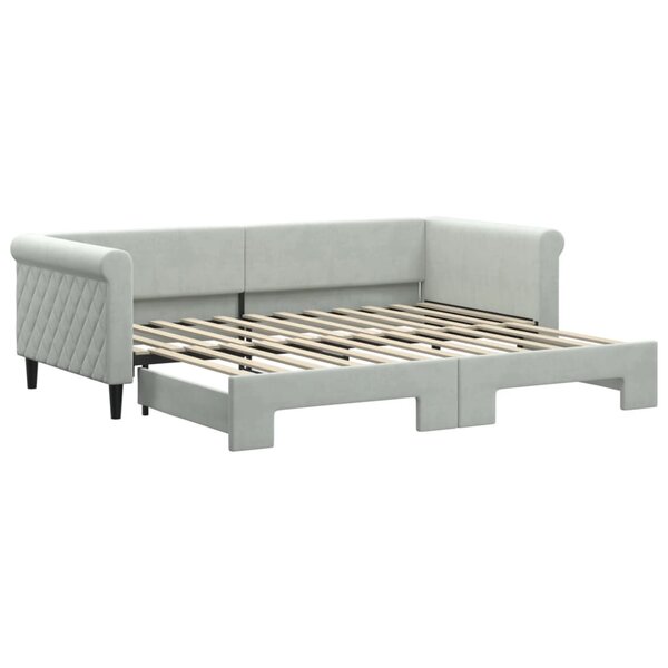 vidaXL Lit de jour avec gigogne sans matelas gris clair 90x200 cm
