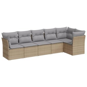 vidaXL Salon de jardin avec coussins 6 Pièces beige résine tressée