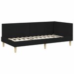 vidaXL Cadre de lit d'angle Noir 100 cm x 200 cm Tissu et Contreplaqué
