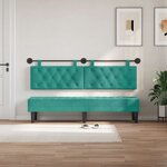 vidaXL Tête de lit suspendue Avec lumière LED Turquoise Velours