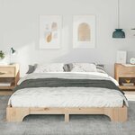 vidaXL Cadre de lit surélevé avec stockage Marron Bois massif en pin