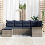 vidaXL Ensemble de canapé de jardin avec coussin 6 Pièces Gris polyrotin