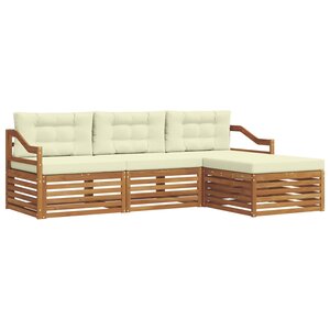 vidaXL Ensemble de canapés d'extérieur avec coussin Naturel et Crème