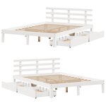 vidaXL Cadre de lit avec tiroirs sans matelas blanc 135x190 cm