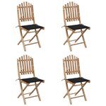 vidaXL Mobilier à dîner d'extérieur pliable 5 Pièces avec coussins bambou