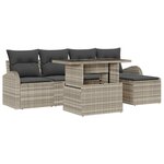 vidaXL Ensemble de canapé de jardin 6 Pièces Gris clair Poly rotin