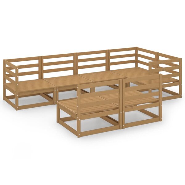 vidaXL Salon de jardin 7 Pièces marron miel bois de pin massif