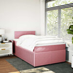vidaXL Sommier à lattes de lit avec matelas Rose 120x200 cm Velours