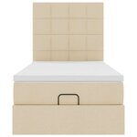vidaXL Lit ottoman avec matelas et LED crème 90x200 cm tissu